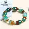 Strands JD Pedra natural colorida pavão verde AGATES Bracelet Mulheres