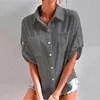 Blans pour femmes Shirts de lin en coton à manches courtes à manches courtes décontractées