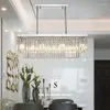 Lustres post moderne multicouche cristal rectangle luxe lustre chrome luminaire pour le salon suspension de salle à manger luminaire