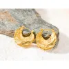 Kolczyki Yhpup Nowy stal nierdzewna 18k złoty kolor geometryczny Niezwykłe kolczyki Huggie Oświadczenie stereoskopowe wodoodporne stylowe biżuterię