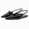 Slingback Flat Bottom Women Sandals Summer Black Black Woman Domane Ballet Shoar Fashion Lowheel 240412