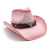 Berets Belt Cowboy Hat Wide Brims Cowgirl Music Festival Kostuume hoofddeksel