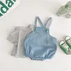 Conjunto Milancel 2022 Summer Baby Clothing Set Listed Tee e Denim Bodysuit 2 PCs Baby Garoth Garoth Set Criança Girls Tee Conjunto