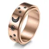 Bandes en acier inoxydable relâche Relax Spinner anneaux Femme Man Man Fashion Moon Star Soleil Fine Tuning Rotation Ring Jewelry Gift for Anxiété