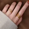 Pierścienie klastra Yun Ruo osobowość 4 -warstwowa otwarta pierścień Piermobójstwo Złota Kolor Woman Prezent Moda 316 L Tytanium Stalowa biżuteria nierdzewna nigdy nie zanikają