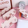 Cute Cartoon School Supplies Large Capacity Stationery Bag Bear Pencil Case Cosmetic Kawaii Bags Storage Box