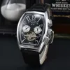 2024 Frank FM Tourbillon W pełni automatyczny mechaniczny mecz pięciu igły męski zegarek rekreacyjny Trend Trend Gold Watch Sport anty-skórzany Wstążka Kwarcowa Zegarek Kwarcowy