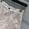 Dames shorts dames lente zomer roze katoen met hoge taille a-line rose print denim zoete trendy casual slanke fit vrouwelijke kleding