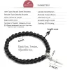 Strands 6mm Boho Natural Blue Beads Bracelet Men Cross Pendant Black Volcanic Stone Strand Bracelets for Women Charm Fashion Jewelry