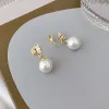 Kolczyki długie frędzle symulowane perły na kolczykach dla kobiet prezent bijoux nie przebity Korean Gold Color Pendientes Boucle D'Oreille