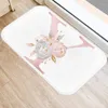 Carpets Pink Flower Letter Pattern Kitchen Bath Entrance Door Mat Coral Velvet Carpet Doormat Indoor Floor Mats Anti-Slip Rug Home Decor