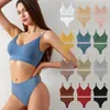 Bras Set Women Bra senza soluzione di continuità set thong bassa mutandina push up a filo freetta imbottito brassiere freno femminile di cotone morbido di cotone morbido