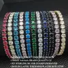 Strands Rose Gold Silver Color 3mm 4mm 5mm Pink Blue Green Red Tennis Bracelet Bangle for Women Wedding Fashion Jewelry Party Gift S4777