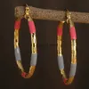 Dangle Chandelier Fashion Gold Color Metal Die Cast Pattern Hoop Earrings for Women Personality Grey Pink Jewelry H240423