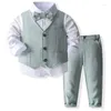 Clothing Sets Toddler Baby Boys Christmas Outfit Kids Long Sleeve Bow Tie Shirts Bib Suspender Pants Overalls Gentleman Clothes Suit Set