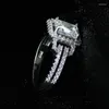 Klaster pierścieni europejskie i amerykańskie mikro-inkro-inkro-inkrubowane genialne cyrkon księżniczka pierścionek zaręczynowy Diamond Kobieta