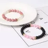 Strands 8mm Rose Pink Quartzs Beads Bracelet Black Onyx Glass Pearl Rhodochrosite White Howlite Red Agat Bracelet For Women Men Jewelry