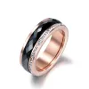 Banden JEEMANGO Classic Titanium Steel Black Ceramics Rings sieraden Goudkleur kubieke zirconia bruiloft verlovingsring voor vrouwen JR18013