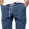 Pantaloni maschili primavera estate a colori solido stile elastico in vita elastico uomo di alto livello di tasche casual