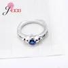 Anillos de racimo Estilo simple Azul Crystal austriaco 925 Silver Sterling For Women Man Fashion Jewelry Forever Wedding Ring