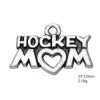 Hängen 2021 Nya tibetanska ord Fotboll Baseball Hockey Soccer Mom Heart Floating Charms för DIY smycken som gör grossist sport charms