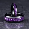 4/8mm Amethyst Black Tungsten Ring Weddagement Admagement Band Birthday Anniversary Gift Giper and 그녀의 240411