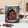 Mugs 3D Library Bookhelf Ceramic Mug Cup Creative Book Shelf Multi-Purpose Coffee Home Table Decoration Gift