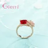 Cluster Rings Fashion Rose Gold Color Wedding Ring For Women Pave Clear Red Crystal Stijlvolle romantische Anel Anillo geschenken sieraden