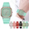 Armbanduhr Casual Armbanduhren Frauen bunte Sport Silikon Jelly Quarz Watch Männer Paar Unisex Handgelenk mit Strassstein