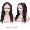 Hot selling 13x4 half lace human hair wigs deep wave front headband