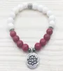 Sn1102 rosa jade feminino pulseira branca jade bracelete tierra fundido lotus charm yoga meditação mala misas de bracelete jade para he4165873