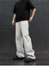 Män streetwear baggy jeans denim byxor jeans grå vit 2024SS