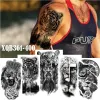 Tillbehör sätter djurmönster tatuering klistermärken halv arm stor bild vattenöverföring klistermärken tiger lejon huvud kraftfulla halvkroppsdekaler