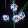 Utomhus Solar Garden Light Metal Home Decorative Nightlight Farterfly Pendant Waterproof Round Ball Weaving Mesh 240411