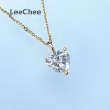 Kettingen 1CT hart gesneden moissaniet hanger echt 18k geel goud 6,5 mm VVS lab diamanten ketting voor vrouwen jubileum cadeau romantische sieraden