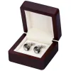 Bağlantılar Savoyshi Luxury Cufflinks Hediye Kutusu Yüksek Kaliteli Boyalı Ahşap Kutu Otantik Boyutu 80*80*46mm Kapasite Takı Saklama Kutusu Seti