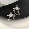 Stud Earrings FEEHOW Pearl Cross Tassel For Women Heart Star Chain Luxury Elegant Korean Earring Party Y2K Jewelry Accessories