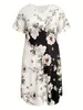 Femme plus taille florale fleurie bohème bœuf lâche robe à manches courtes en V en V printemps d'été printemps imprimé 240417