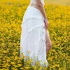 Spódnice eleganckie falbany białe spódnicę z szczeliną y2k bajki krawata o niskim ruszcie luźno długo dla kobiet moda 2024 vintage 90s