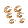 Boucles d'oreilles yuxi bijoux fabricant 2024 Classic Design Fashion Alloy Metal Gold Couleur C Showly Chunky Triple Hoop Earres pour femmes