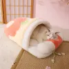 Häuser japanische Sakura warmes Katzenbett Katze Schlafsack Tief Schlaf Winter Hundehaus Katzen Nistkissen mit Kissen entfernbarer Haustierprodukte