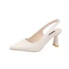 Sapatos de vestido Slingback Heels Pumps for Women High Heel Couro Feminino Sexy Pontos Pontos de Casamento Thin