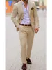 Men's Suits 2024 Beige Linen Summer Casual Men Suit Slim Fit Beach Party Groom Blazer Sets Wedding For Custom Tuxedo Costume Homme