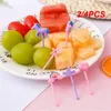 Forks 2/4PCS Mini Fruit Fork Set Kid Cute Bento Box Decor Dessert Cartoon Toothpick Cake Party Supply