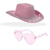 Berets y1Ub Sleaming Cowgirl Hat Cowboy Blitter Sunglasses для музыкальных фестивалей