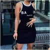 Grundläggande avslappnade klänningar 2023 Summer Luxury Esigner Dress Fashion Letter tryckt för kvinna Slim Quick Dry Mini kjol Amerikan Womens CL DH7XO