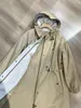 Trench Coats 2024 Classic Ladies Cotton Coat Long TrawString Hooded Windbreaker Vestes Tops