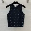 325 2024 Runway Summer Brand SAme Style Sweater Sleeveless Black White Crew Neck Fashion Clothes High Quality Womens D24031924