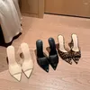 Slippers Super High Heels Sexy Leopard Femmes Chaussures Sandales d'été 2024 PARTE DRES SLIDES POMPES FORME MUJER FLIPS FLIPS