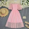 Fresh Daisy Dress For Women Summer Western Style Bubble Sleeve Embroidered Off Shoulder